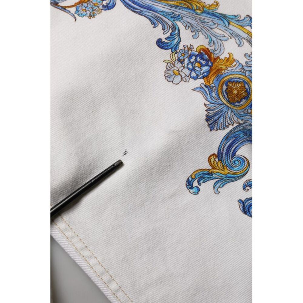Versace Jeans Couture White Floral Print Skinny Denim Women's Jeans